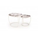 Комплект HALMAR INES (2 стола журнальных) бежевый мрамор/белый